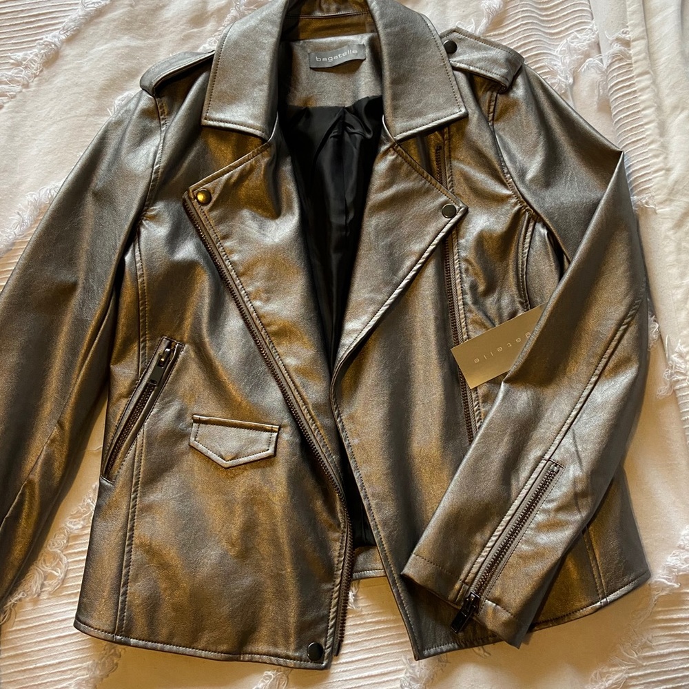Metallic biker jacket